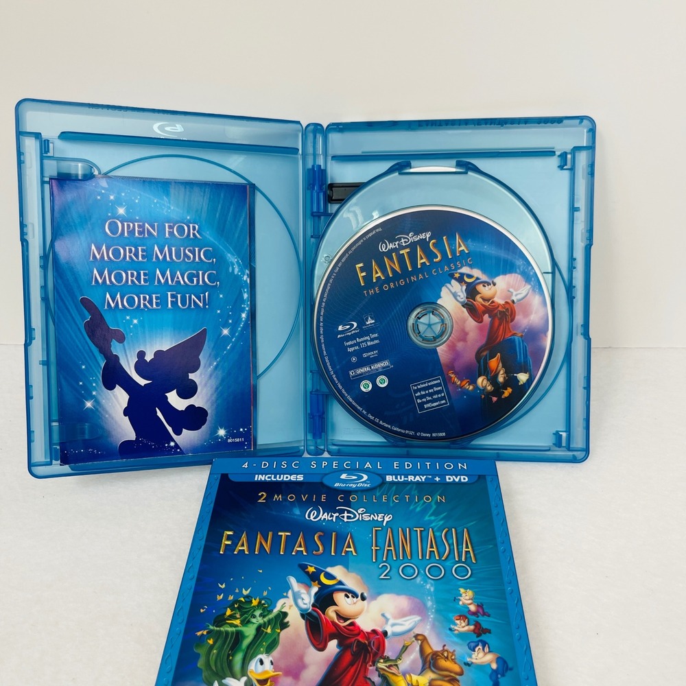 Disney Fantasia Fantasia 2000 2-Movie Collection Blu-ray DVD 4-Disc Special Ed - Picture 7 of 9